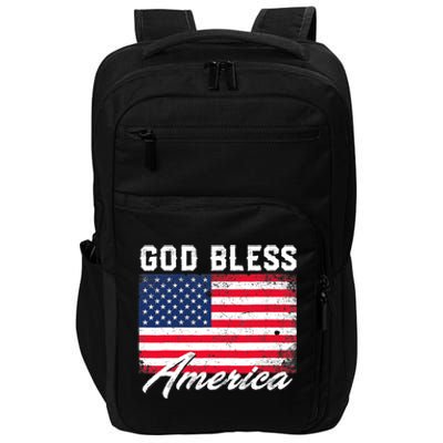 Wo God Bless America USA Flag 4th Of July Patriotic V-Neck Impact Tech Backpack