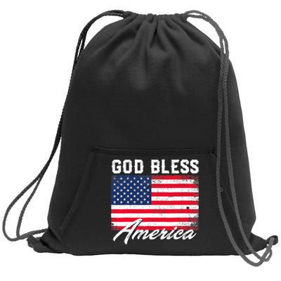 Wo God Bless America USA Flag 4th Of July Patriotic V-Neck Sweatshirt Cinch Pack Bag