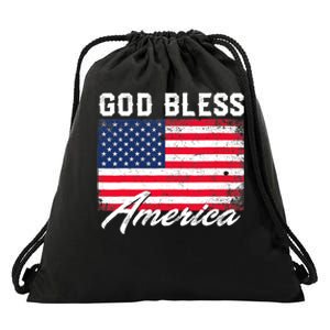 Wo God Bless America USA Flag 4th Of July Patriotic V-Neck Drawstring Bag