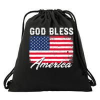 Wo God Bless America USA Flag 4th Of July Patriotic V-Neck Drawstring Bag