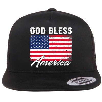 Wo God Bless America USA Flag 4th Of July Patriotic V-Neck Flatbill Hat