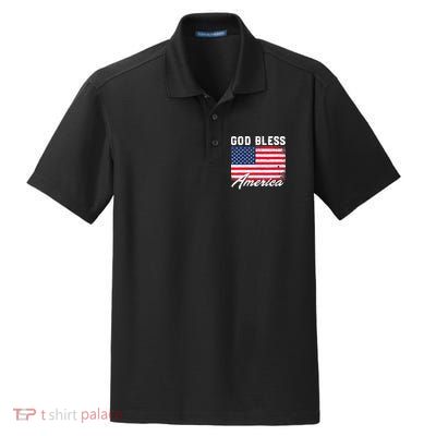 Wo God Bless America USA Flag 4th Of July Patriotic V-Neck Dry Zone Grid Polo