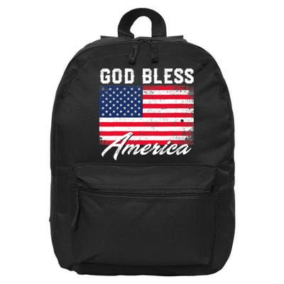 Wo God Bless America USA Flag 4th Of July Patriotic V-Neck 16 in Basic Backpack