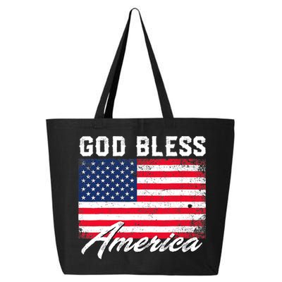 Wo God Bless America USA Flag 4th Of July Patriotic V-Neck 25L Jumbo Tote