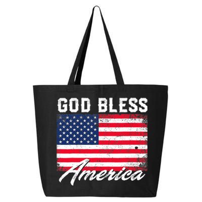 Wo God Bless America USA Flag 4th Of July Patriotic V-Neck 25L Jumbo Tote