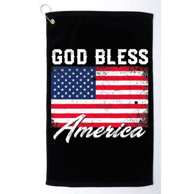 Wo God Bless America USA Flag 4th Of July Patriotic V-Neck Golf Towel