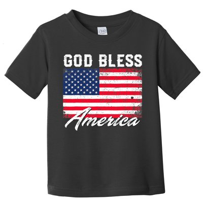 Wo God Bless America USA Flag 4th Of July Patriotic V-Neck Toddler T-Shirt