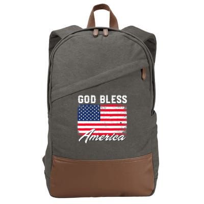 Wo God Bless America USA Flag 4th Of July Patriotic V-Neck Cotton Canvas Backpack