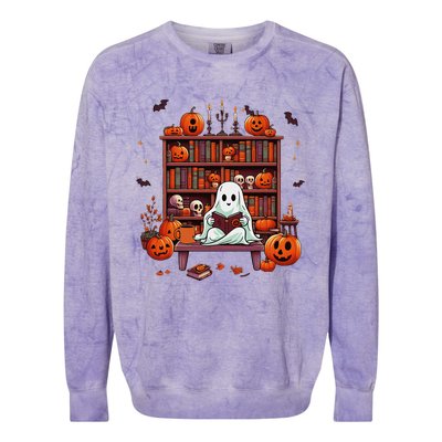 Women Ghost Book Reader Halloween Reading Enthusiast Book Colorblast Crewneck Sweatshirt