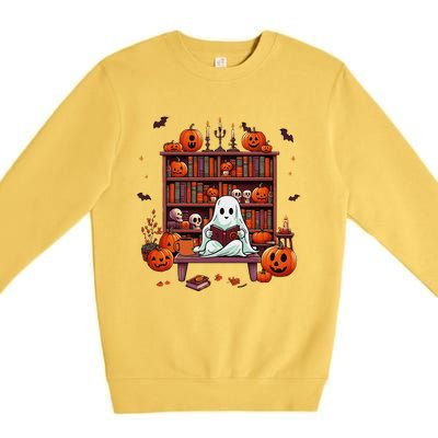 Women Ghost Book Reader Halloween Reading Enthusiast Book Premium Crewneck Sweatshirt