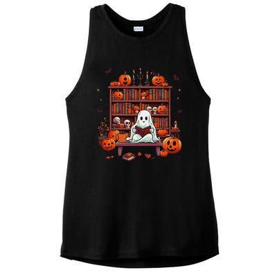 Women Ghost Book Reader Halloween Reading Enthusiast Book Ladies PosiCharge Tri-Blend Wicking Tank