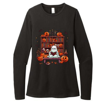 Women Ghost Book Reader Halloween Reading Enthusiast Book Womens CVC Long Sleeve Shirt