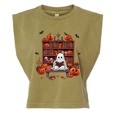 Women Ghost Book Reader Halloween Reading Enthusiast Book Garment-Dyed Women's Muscle Tee