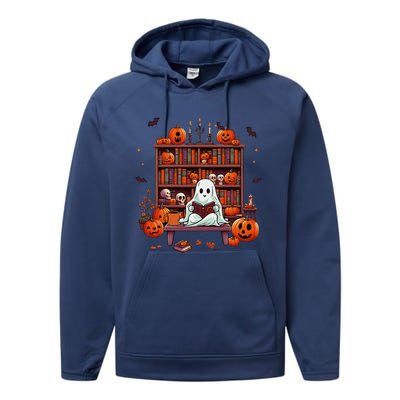 Women Ghost Book Reader Halloween Reading Enthusiast Book Performance Fleece Hoodie