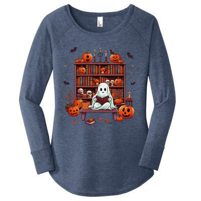 Women Ghost Book Reader Halloween Reading Enthusiast Book Women's Perfect Tri Tunic Long Sleeve Shirt