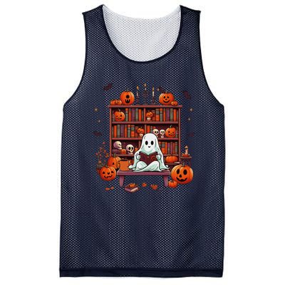 Women Ghost Book Reader Halloween Reading Enthusiast Book Mesh Reversible Basketball Jersey Tank