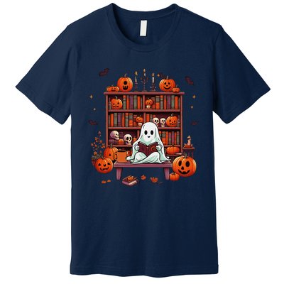 Women Ghost Book Reader Halloween Reading Enthusiast Book Premium T-Shirt