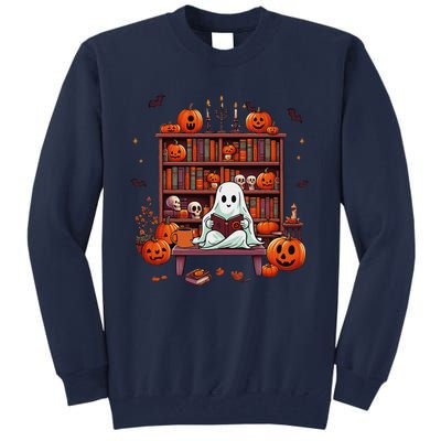 Women Ghost Book Reader Halloween Reading Enthusiast Book Tall Sweatshirt