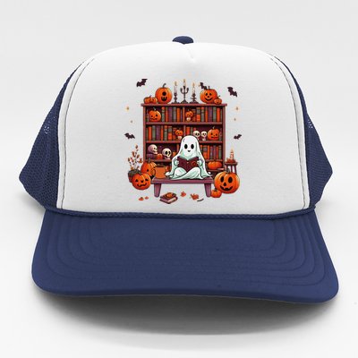 Women Ghost Book Reader Halloween Reading Enthusiast Book Trucker Hat