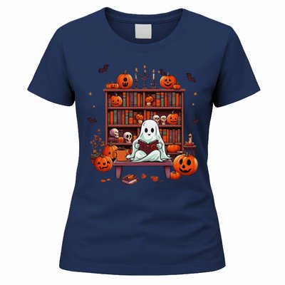 Women Ghost Book Reader Halloween Reading Enthusiast Book Women's T-Shirt