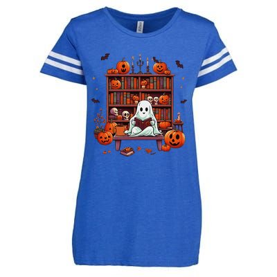 Women Ghost Book Reader Halloween Reading Enthusiast Book Enza Ladies Jersey Football T-Shirt