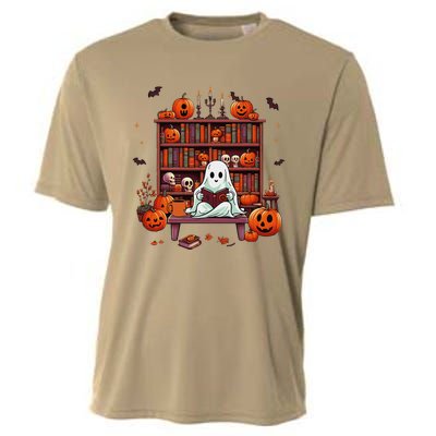 Women Ghost Book Reader Halloween Reading Enthusiast Book Cooling Performance Crew T-Shirt