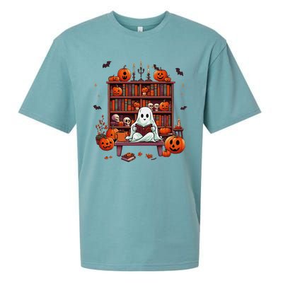 Women Ghost Book Reader Halloween Reading Enthusiast Book Sueded Cloud Jersey T-Shirt