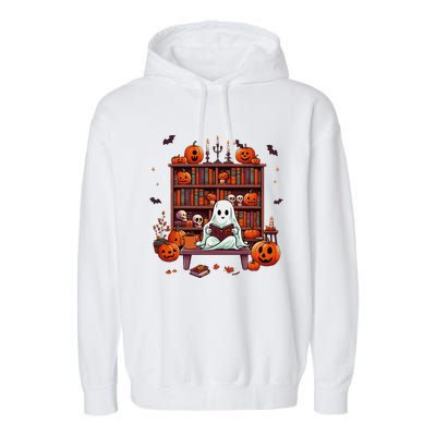 Women Ghost Book Reader Halloween Reading Enthusiast Book Garment-Dyed Fleece Hoodie