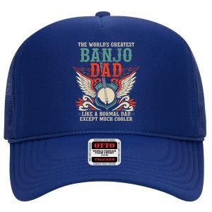 Worlds Greatest Banjo Dad Funny Banjo Player Banjo Lover Funny Gift High Crown Mesh Back Trucker Hat