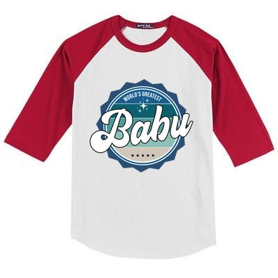 Worlds Greatest Babu Sardinian Dad Gift Kids Colorblock Raglan Jersey