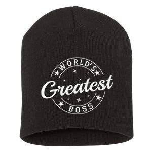 WorldS Greatest Boss Funny Best Boss Ever Proud Employee Gift Short Acrylic Beanie