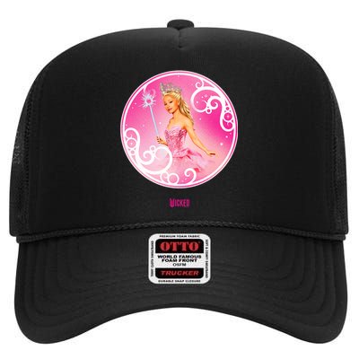 Wicked Glinda Bubble Pose High Crown Mesh Back Trucker Hat