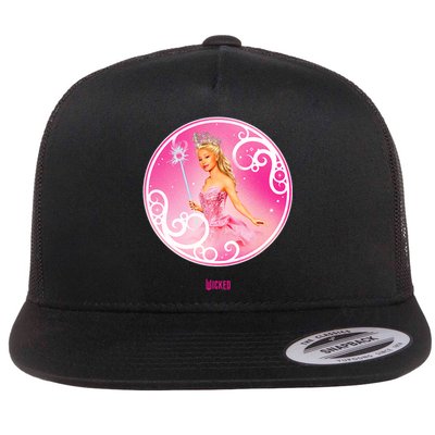 Wicked Glinda Bubble Pose Flat Bill Trucker Hat