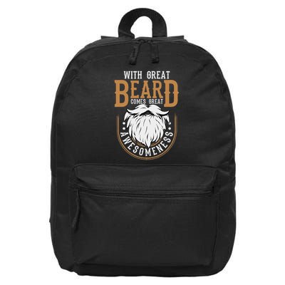 With Great Beard Comes Great Awesomeness Funny Beard Lover 16 in Basic Backpack