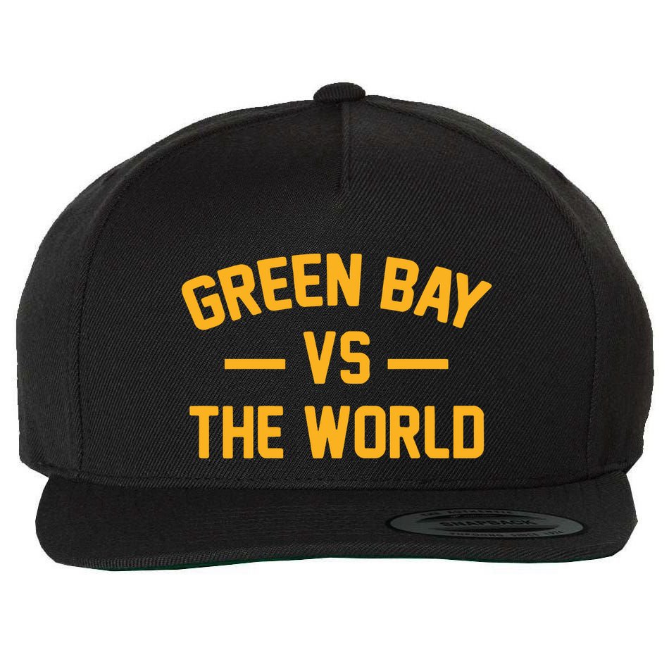 Wisconsin Green Bay Vs The World Wool Snapback Cap
