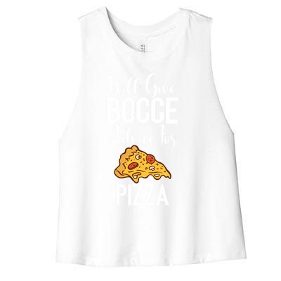 Will Give Bocce Advice For Pizza Lover Bocce Ball Meaningful Gift Women's Racerback Cropped Tank