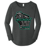 Wisconsin Green Bay Osseo Kenosha Racine Milwaukee Map Women's Perfect Tri Tunic Long Sleeve Shirt