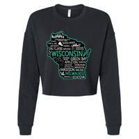 Wisconsin Green Bay Osseo Kenosha Racine Milwaukee Map Cropped Pullover Crew