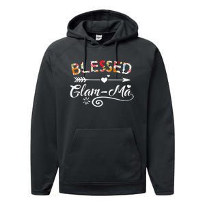 Womens GlamMa Blessed GlamMa Flower Mother's Day Gift Performance Fleece Hoodie