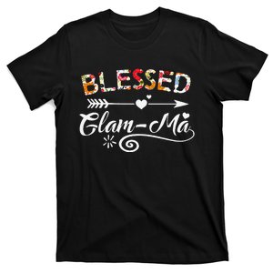 Womens GlamMa Blessed GlamMa Flower Mother's Day Gift T-Shirt