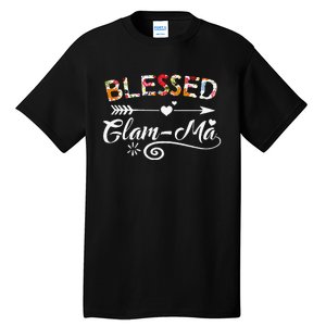 Womens GlamMa Blessed GlamMa Flower Mother's Day Gift Tall T-Shirt