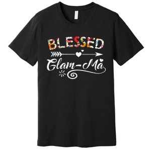 Womens GlamMa Blessed GlamMa Flower Mother's Day Gift Premium T-Shirt