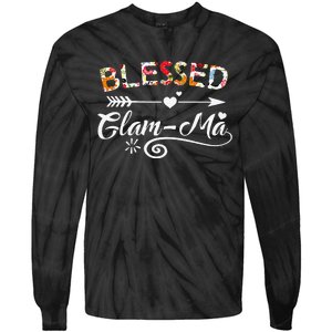 Womens GlamMa Blessed GlamMa Flower Mother's Day Gift Tie-Dye Long Sleeve Shirt