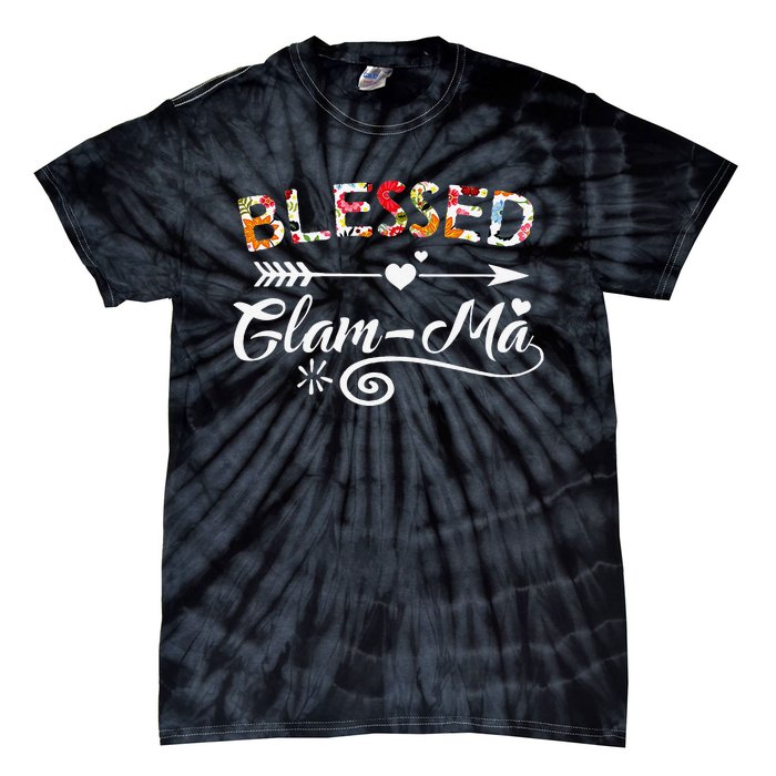 Womens GlamMa Blessed GlamMa Flower Mother's Day Gift Tie-Dye T-Shirt