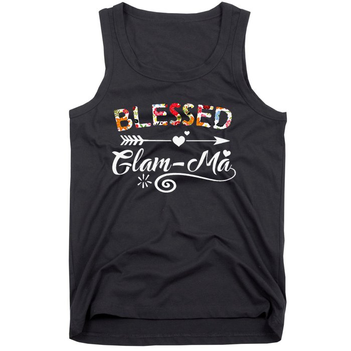 Womens GlamMa Blessed GlamMa Flower Mother's Day Gift Tank Top