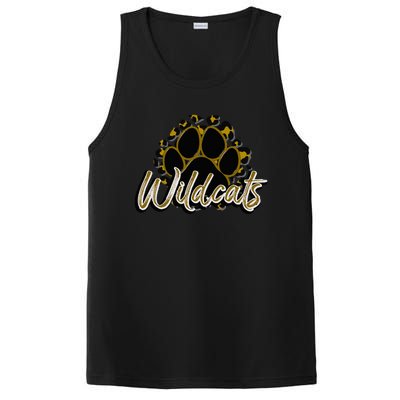 Wildcats Gold Black Cheetah School Sports Fan Team Spirit PosiCharge Competitor Tank