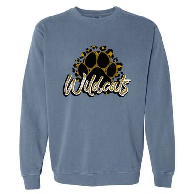 Wildcats Gold Black Cheetah School Sports Fan Team Spirit Garment-Dyed Sweatshirt