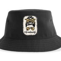 Womens Grandmalife Bleached Grandma Life Leopard Messy Bun Sustainable Bucket Hat