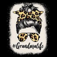 Womens Grandmalife Bleached Grandma Life Leopard Messy Bun Sustainable Bucket Hat