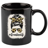 Womens Grandmalife Bleached Grandma Life Leopard Messy Bun 11oz C Handle Ceramic Mug